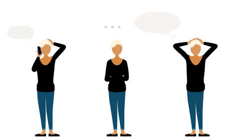 Three persons with different expression.のイラスト素材