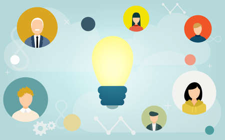 Image illustrations that connect with people using the cloud systemのイラスト素材