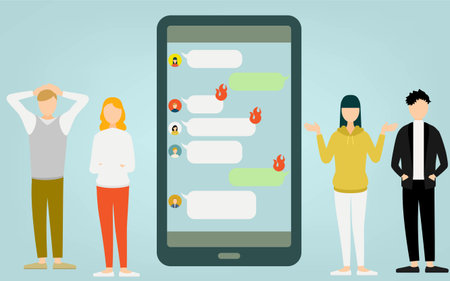 Image illustrations of people who are in trouble due to burning on SNS