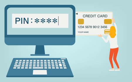 Image illustration that requires a PIN to use a credit cardのイラスト素材