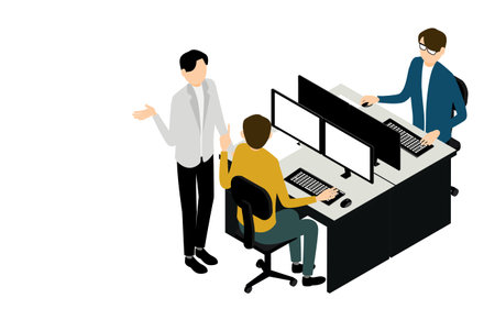 People who communicate in the office isometricのイラスト素材