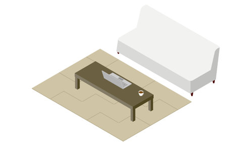 Isometric, low table laptop and coffeeのイラスト素材