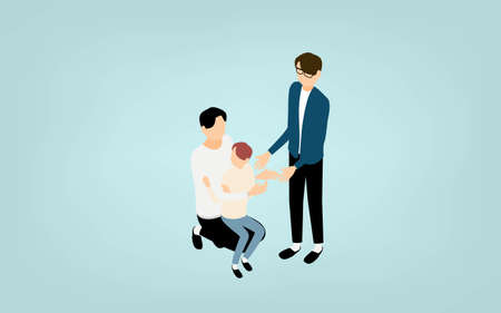 Isometric, LGBT, one of the sexual diversity, parenting of gay couplesのイラスト素材