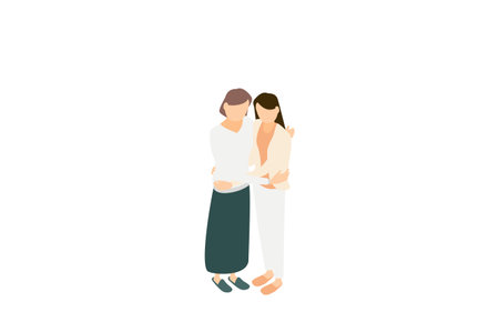 Isometric, LGBT, lesbian couple huggingのイラスト素材