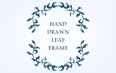 Frame material, hand-painted natural leaf frameのイラスト素材