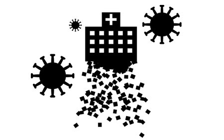 Image illustration of a hospital that collapses due to the collapse of medical care due to coronaのイラスト素材