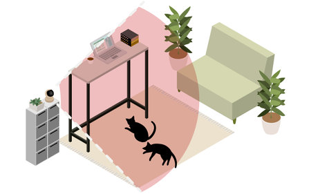 Image illustration of pet watching service, isometricのイラスト素材