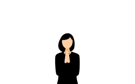 Young woman in mourning dress, Gasshoのイラスト素材