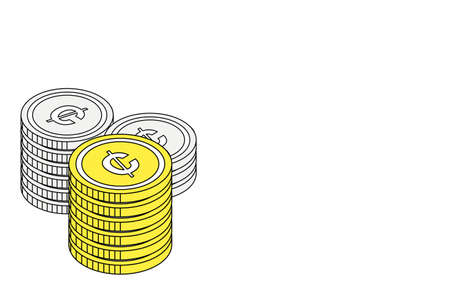 Illustration with dimes piled up, isometricのイラスト素材