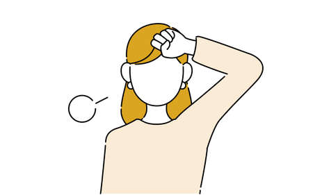 Faceless pose illustration, career woman's upper body, work tiredのイラスト素材