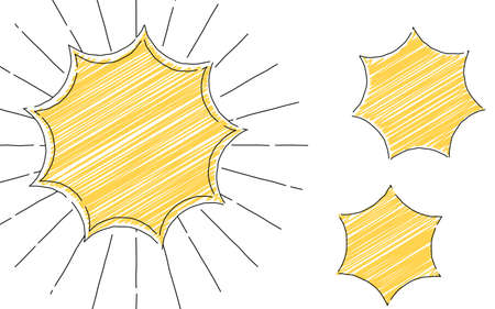 Loose line art, handwritten style balloon set with concentrated linesのイラスト素材