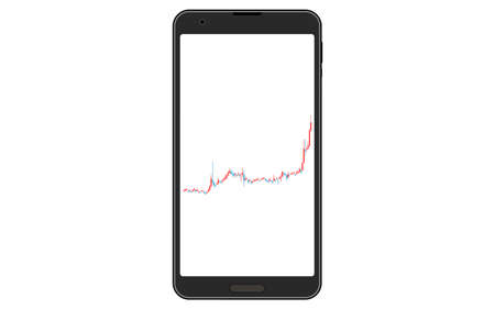 Candlestick charts used for stocks, FX and virtual currencies viewed on the vertical screen of smartphones, risingのイラスト素材