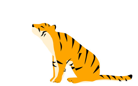 Simple tiger pose illustration, sittingのイラスト素材