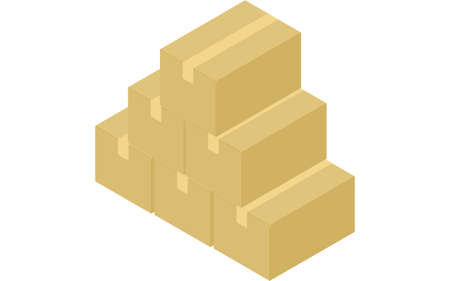 Isometric illustration with high cardboardのイラスト素材
