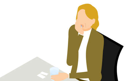 Image of taking medicine, senior woman taking packaged medicine with water, isometricのイラスト素材