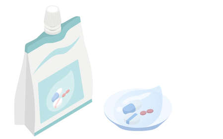 Medication image, taking medicine with medication jelly, isometricのイラスト素材
