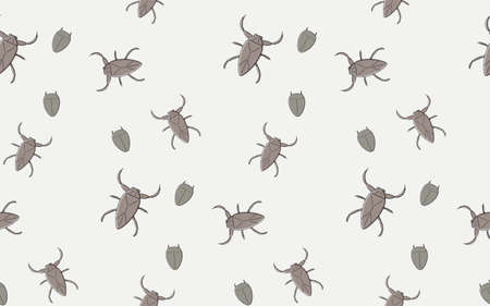 Seamless pattern of edible insects, Giant water bug and Diving beetleのイラスト素材