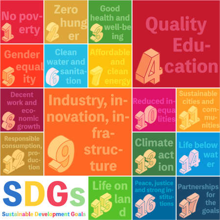 English-language posters on SDGs and development goalsのイラスト素材