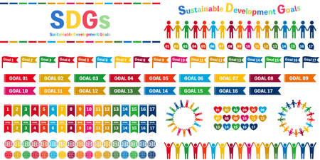 SDGs, a set of goal labels by designated colorのイラスト素材