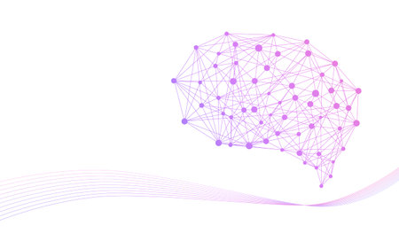 Abstract, technology and streamlined images that mimic a brain with gradients.