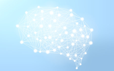 Abstract, technology image resembling a brain, pale light blue background