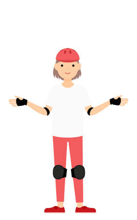 Skater Girl with arms outstretchedのイラスト素材