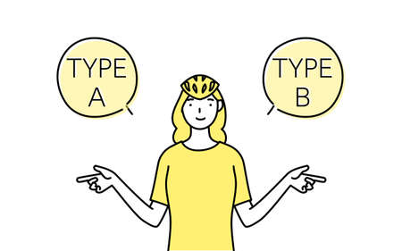 Line drawing of a female skater comparing A and B.のイラスト素材