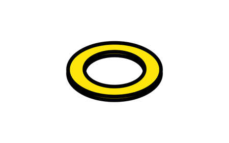 Yellow simple washer isometrics icon, skeletal partsのイラスト素材