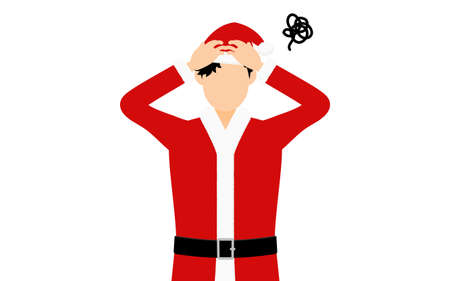 Man in Santa Claus holding his head and worryingのイラスト素材