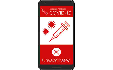 Vaccine Passport smartphone app proving coronavirus vaccination (unvaccinated)のイラスト素材