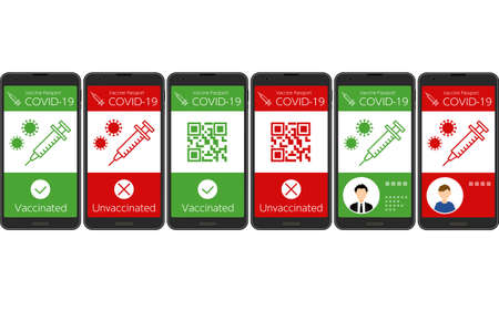 Corona Vaccine Proof of Vaccination App, 6 Vaccine Passport Screensのイラスト素材