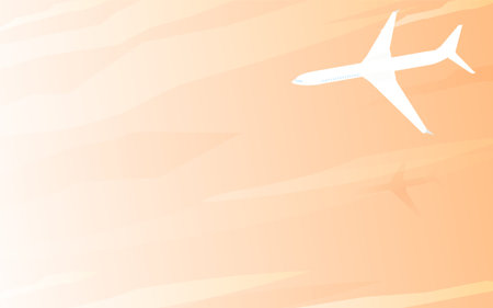 An airplane flying over a sea of clouds at sunriseのイラスト素材