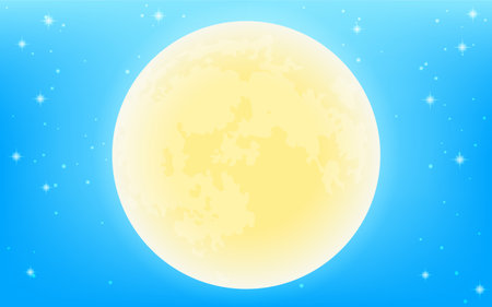 A full moon in a sparkling starry skyのイラスト素材