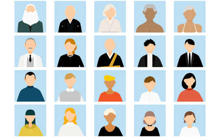 20 people icons, squareのイラスト素材