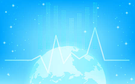 Global business images, fluctuating graphs and shining earthのイラスト素材