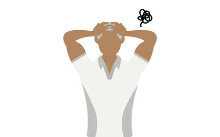 Gym instructor senior man posing, head in distressのイラスト素材