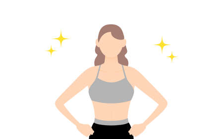Gym instructor woman standing with hands on hipsのイラスト素材