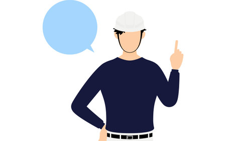 Carpenter man pose, Talking while pointingのイラスト素材