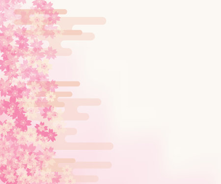 Spring big sale banner set, cherry blossoms and haze, Japanese style image, 336x280のイラスト素材