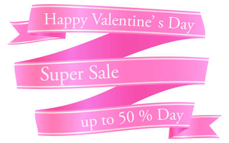 Pink ribbon, for valentine decoration, Happy Valentine's Dayのイラスト素材