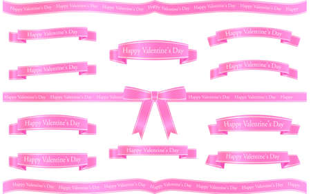 Pink ribbon, for valentine decoration, Happy Valentine's Dayのイラスト素材