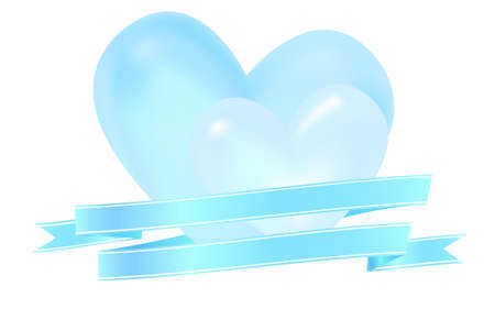White Day 3D Heart and Waterway Ribbon Labelのイラスト素材