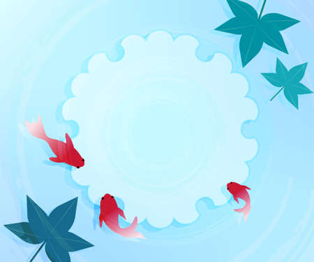 Summer Banners, Summer Festival-style Goldfish Scooping, without text, 336x280のイラスト素材