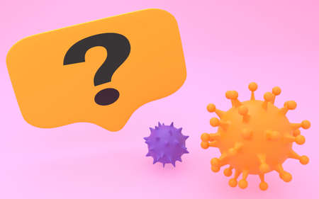 3DCG Coronavirus and question mark balloon, image of coronavirus informationの写真素材