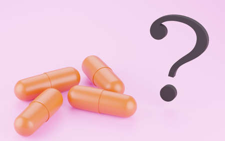3DCG Capsule Drugs and Question Marksの写真素材