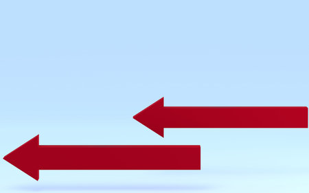 3DCG, blue background and red arrow