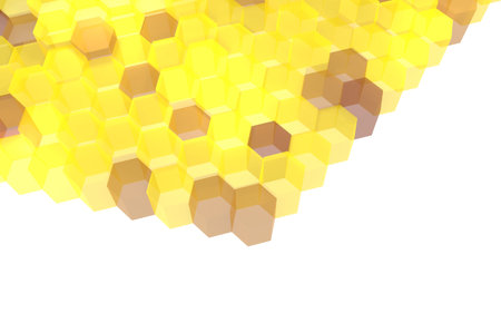 Abstract Irregularly aligned hexagons Image of honey with copy spaceの写真素材