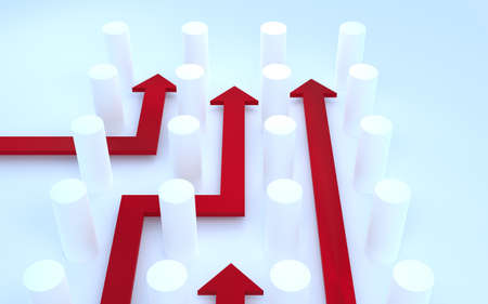 Image of business and rise Obstacle and upward red arrow Copy spaceの写真素材