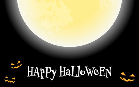 Halloween poster, full moon and jack-o'-lanterns in the darkのイラスト素材