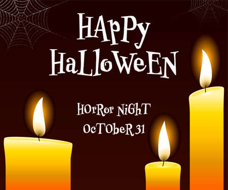 Halloween banner, glow-in-the-dark candlesのイラスト素材